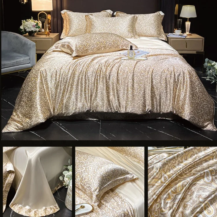 amazon hot sell satin silk printing fitted sheet Duvet Cover set  bedding sets