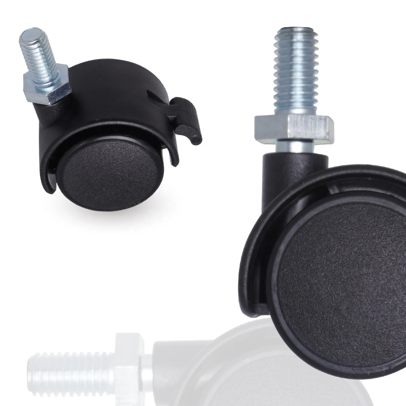 Furniture Plastic Twin Caster Nylon M8 30mm Wheels With Brake