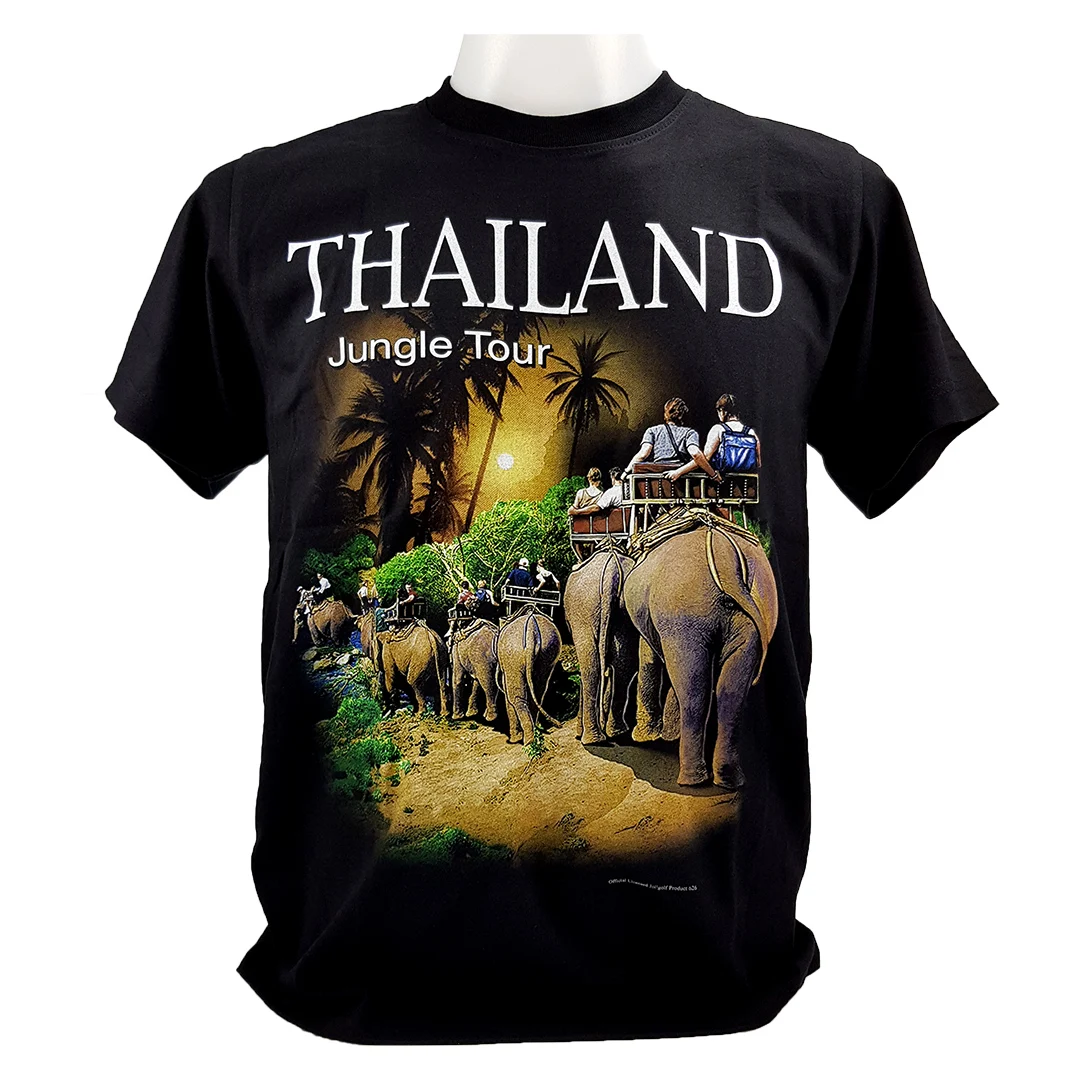 S Size Elephant Jungle Graphic T-Shirt Premium Quality 100% Cotton Custom OEM Design Silk Screen Printing Casual O-Neck Style