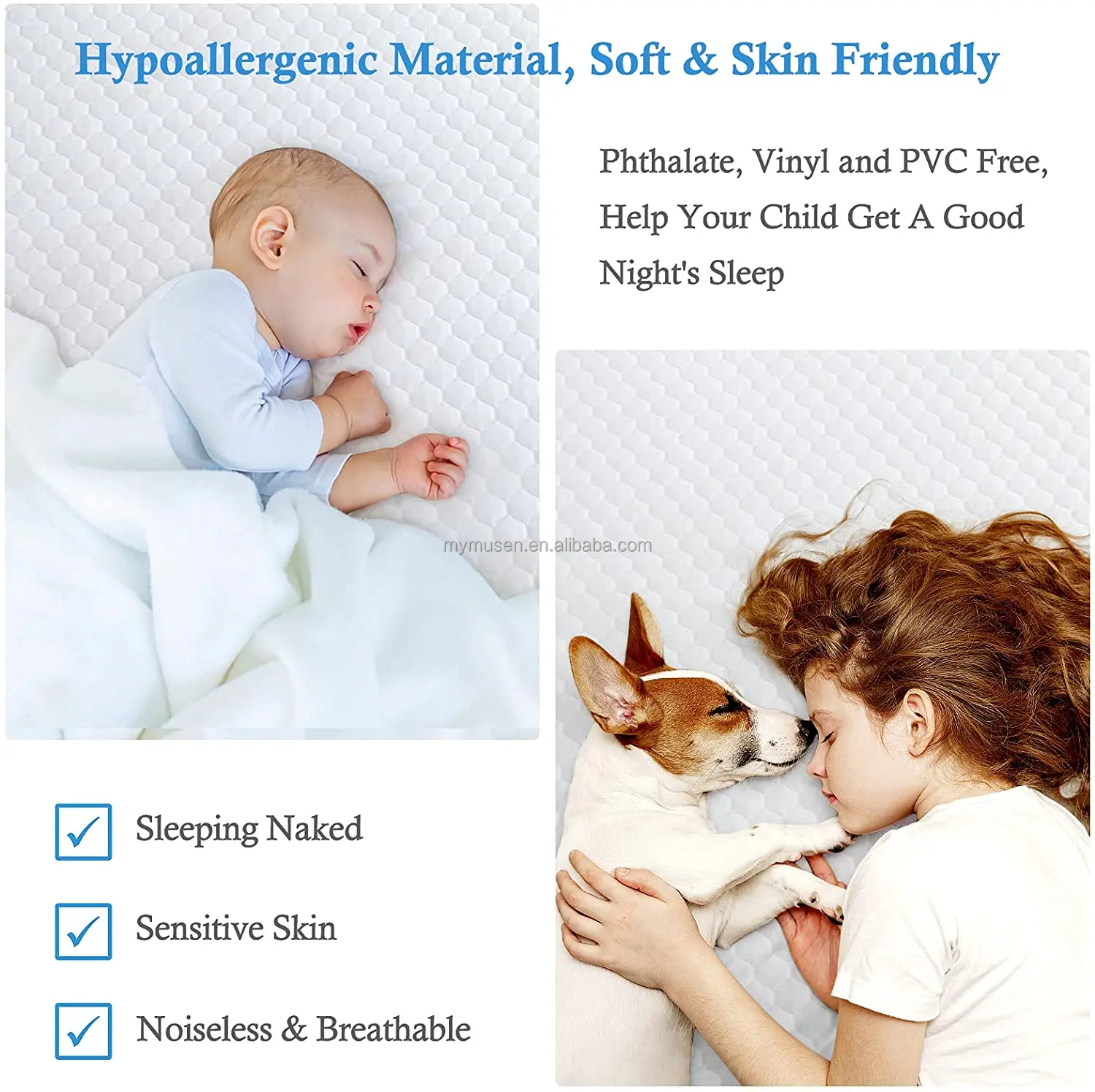 Premium Cooling Waterproof Queen Size Mattress Protector Mattress Pad Cover Fitted Sheet Breathable