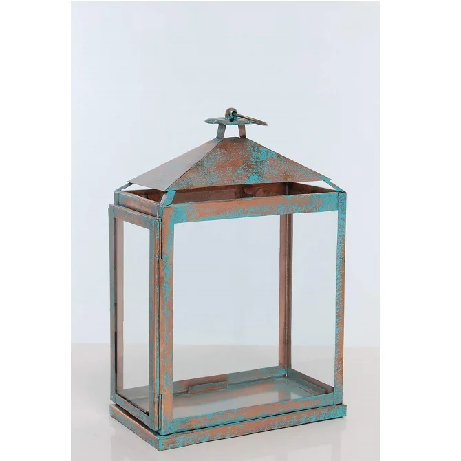 Vintage Design Metal Glass Floor Lantern for Christmas Courtyard Decoration Wholesale Iron Candle Lantern