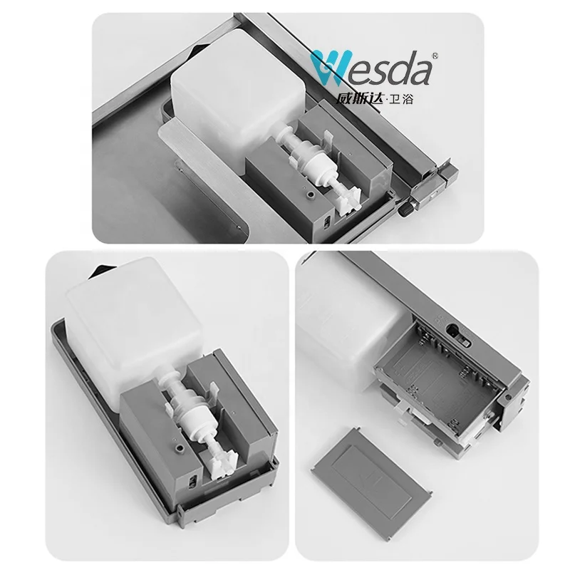 WESDA Commercial Behind Mirror Recessed Wall Mounted Hand Foam Soap Dispenser Smart Touchless Sensor Automatic Soap Dispenser