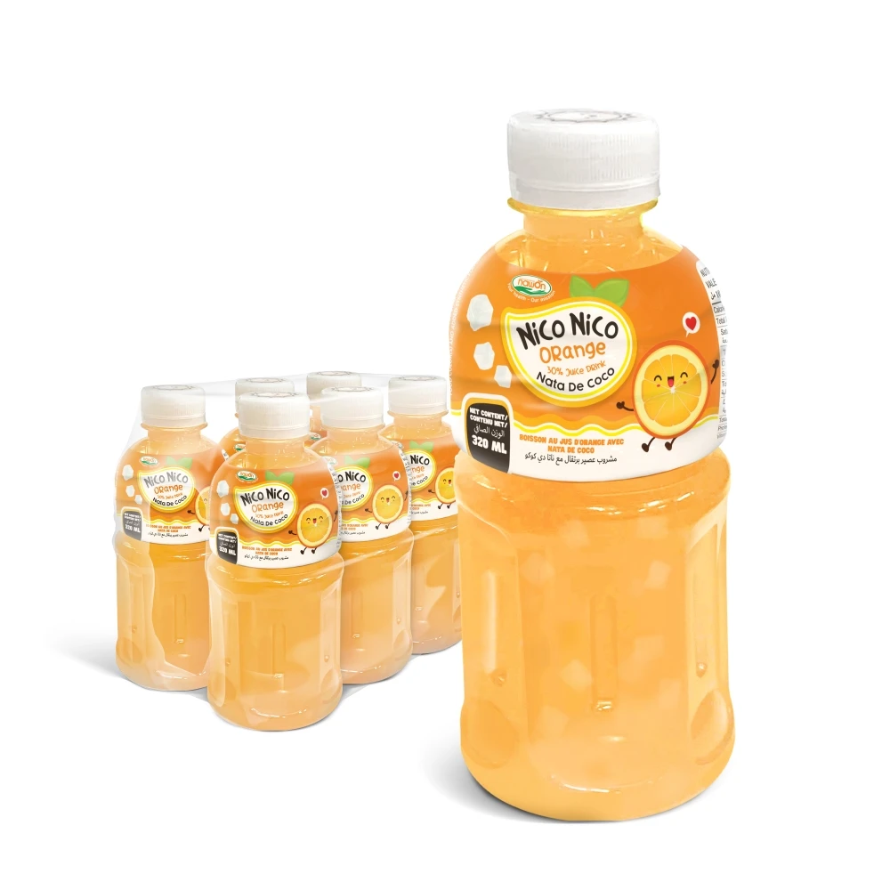 Orange Juice with Nata De Coco Drinks 320Ml PET Bottle Healthy Beverage Wholesale Supplier from Vietnam Manufacturer