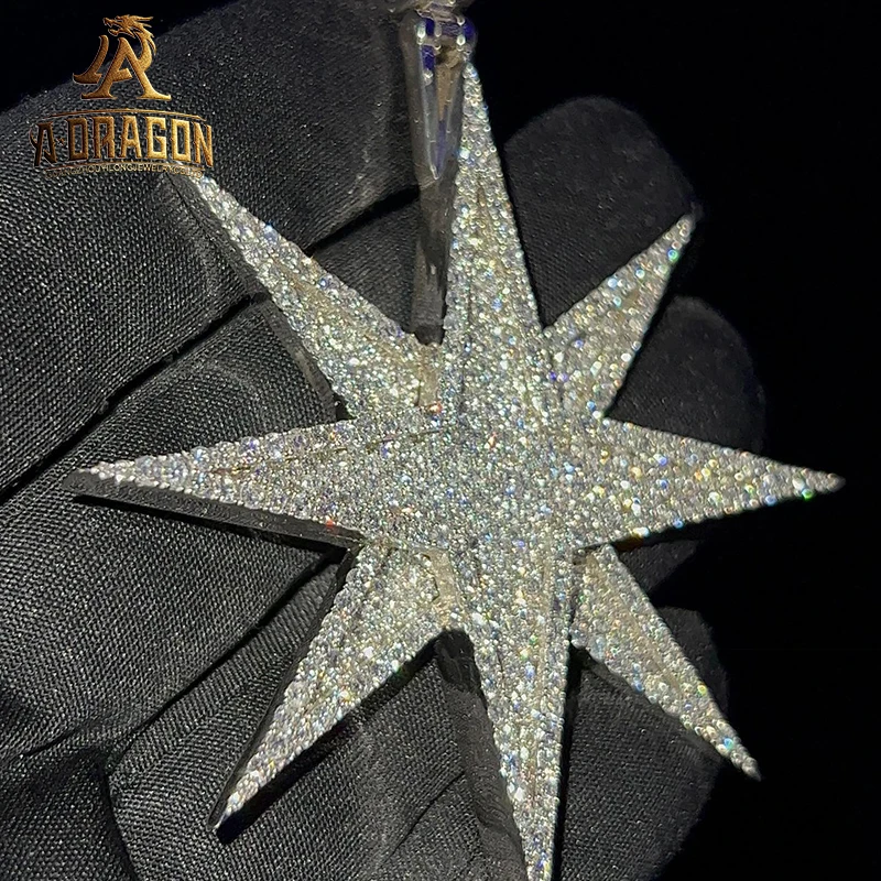 Muslim Style 925 Sterling Silver VVS Moissanite Diamond Solid Back Allah Pendant Necklace For Men