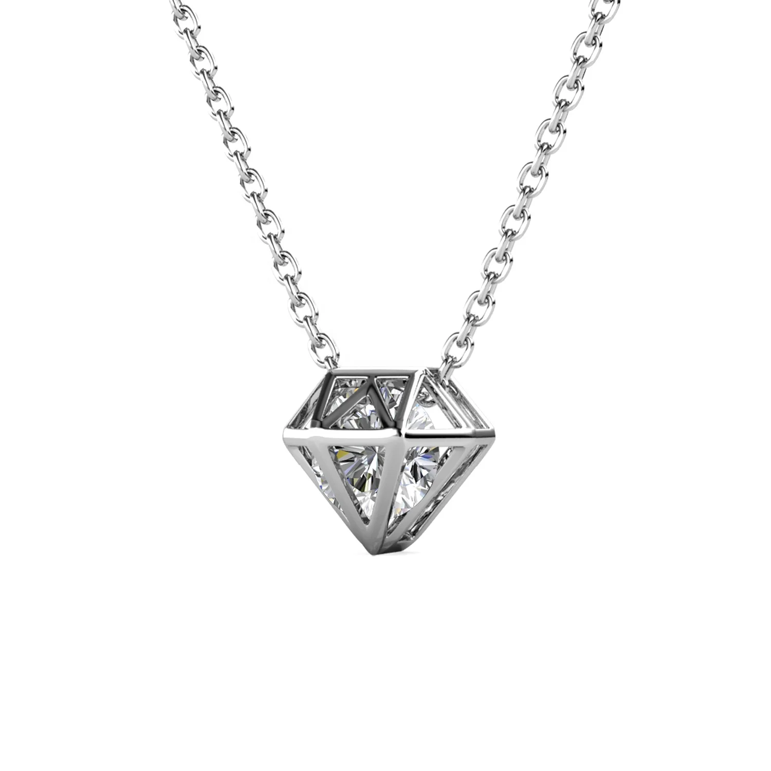 Top Sale 925 Sterling Silver Diamond Jewel Shaped Austrian Crystal Pendant Fashion Necklace For Women Destiny Jewellery