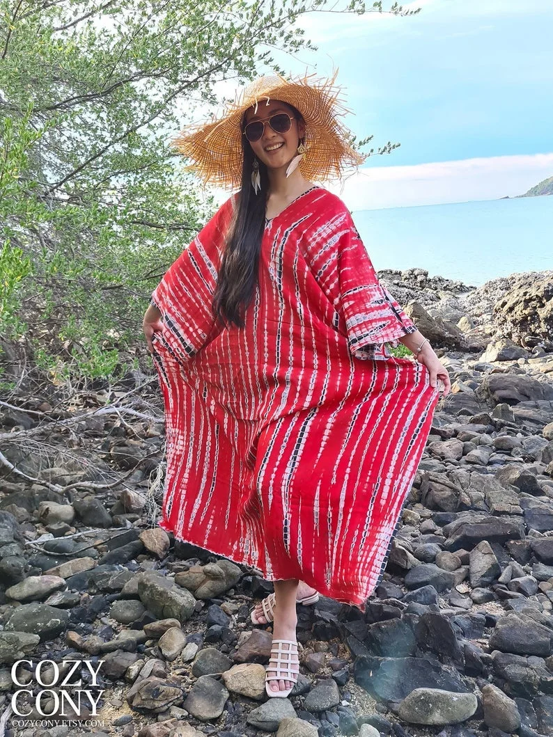 One Pieces Tie And Dye Printed Long Gown Dress Casual Wear Kaftan Style Dress For Women Summer Party Favour