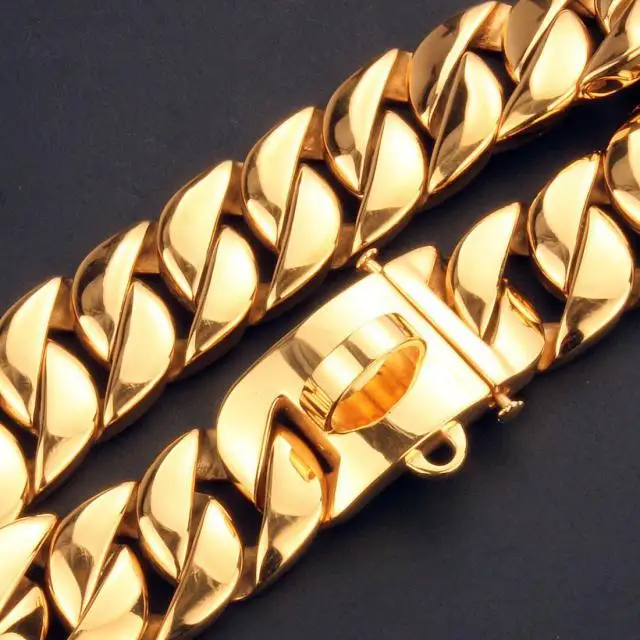 Factory Direct Sale 32mm Gold Chain Dog Collar