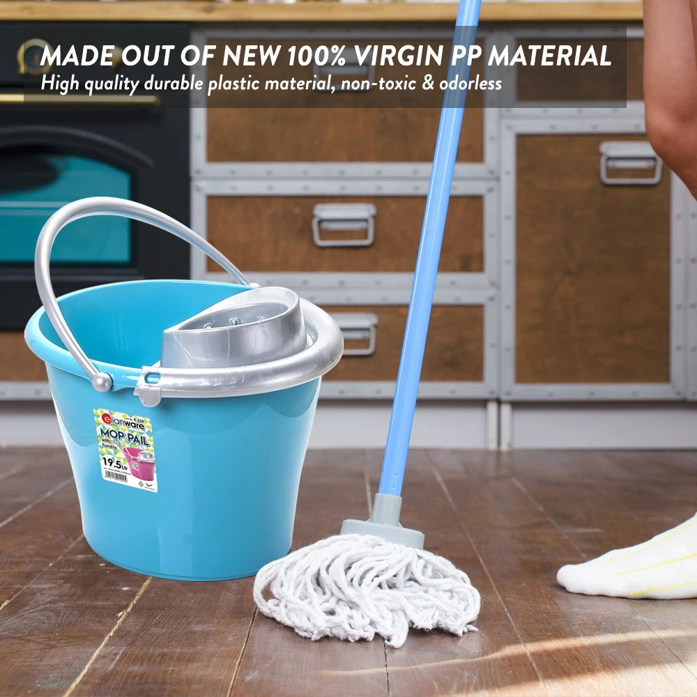 Elianware Elegant 2 Gallon Plastic Sanitary Cleaning Mop Pail With Cover And Hand Carry Pedal