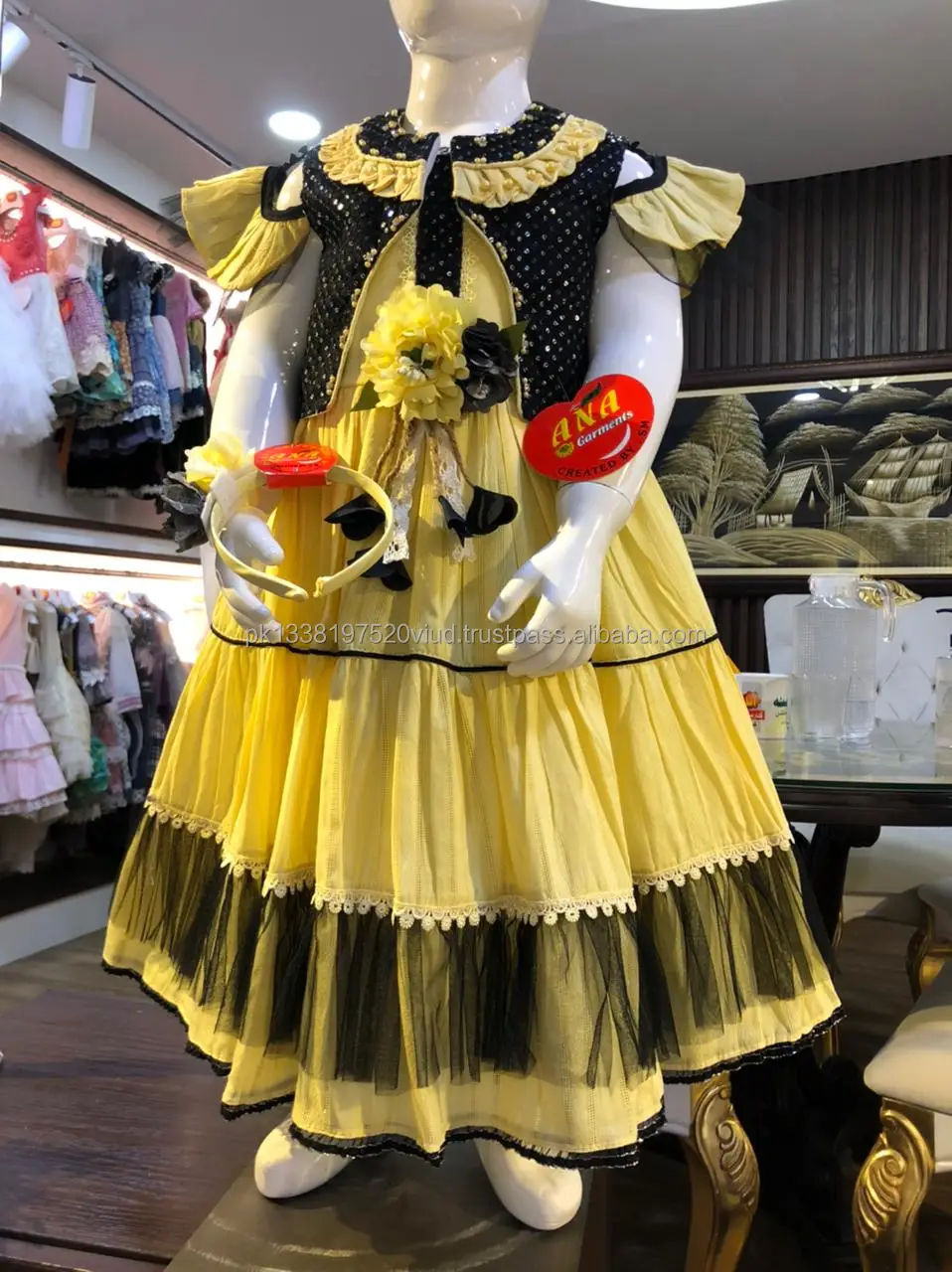 amazing design new style fancy design dress sequence design koti frock with fancy hairband