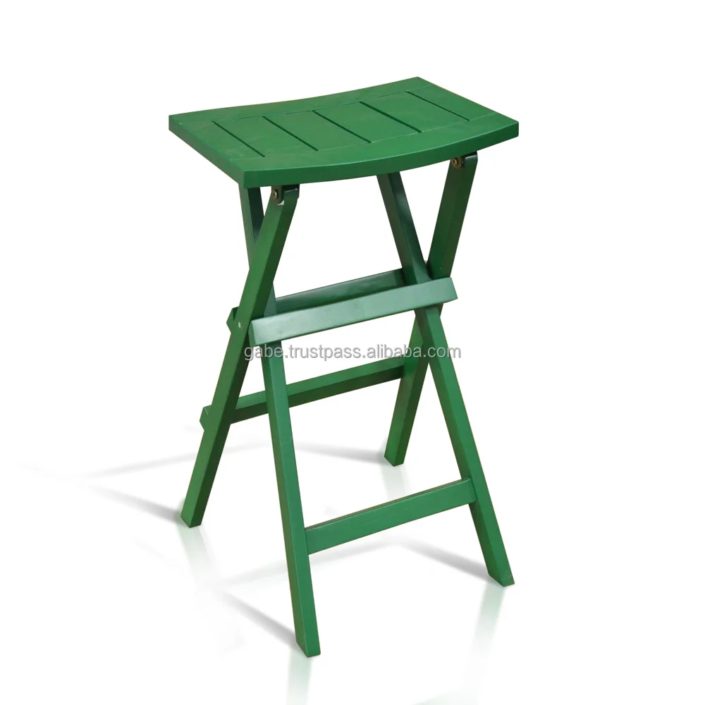 Wooden Folding Barstool Solid wood Dark Green Colour