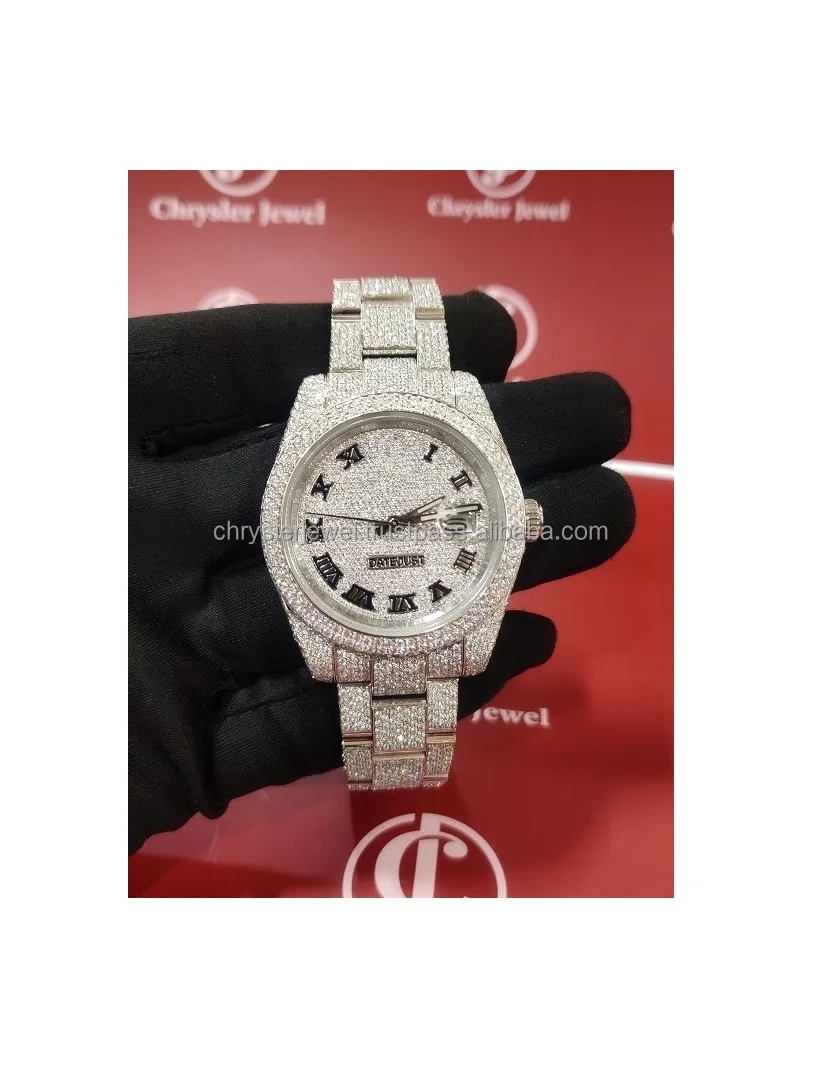 Automatic Movement Mechanical High Quality Handmade VVS Moissanite Diamond Iced Out Male Female Luxury Stainless Steel Watch