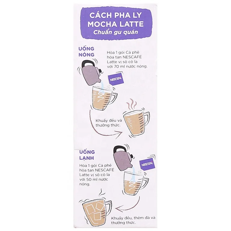 LATTE INSTANT COFFEE AND CREAMER DRINK MIX MOCHA CHOCOLATE FLAVOR BOX 240G