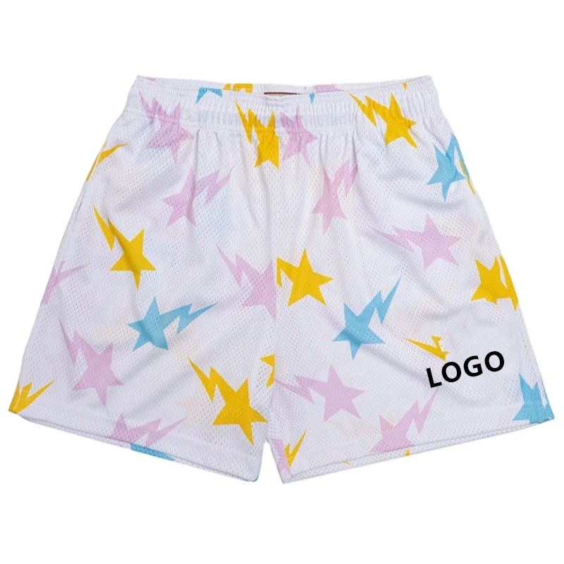 Men Summer Boxer Mesh Polyester Gym Graphic Track Camo Sweat Shorts