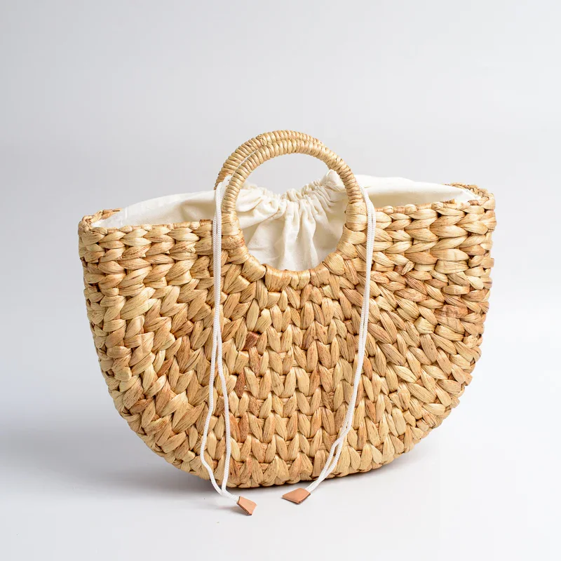 Cheap Price OEM Wholesale Portable Waterproof Woven Half Moon Straw Rattan Bag Bag Beach For Women