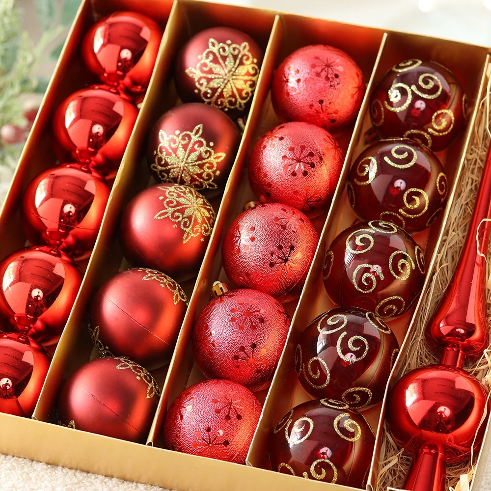Hot sale 6cm Christmas ball set gold and red painted ball supplies for Christmas tree ornament Christmas decoration