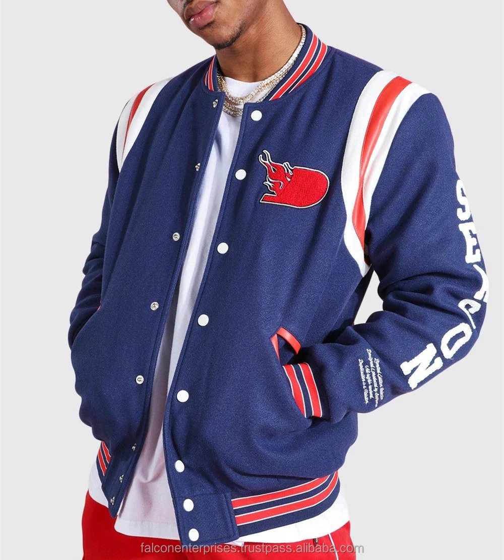 Новая Мода черный/синий ретро кожаные рукава спортивные команды винтажные свободные оверсайз Letterman бейсбольный бомбер баскетбольные куртки