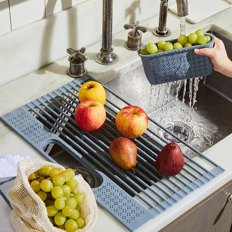 Maisons Multipurpose Dish Drying Rack for Cups Fruits Over Sink Folding Drainer Stainless Steel Dish Racks