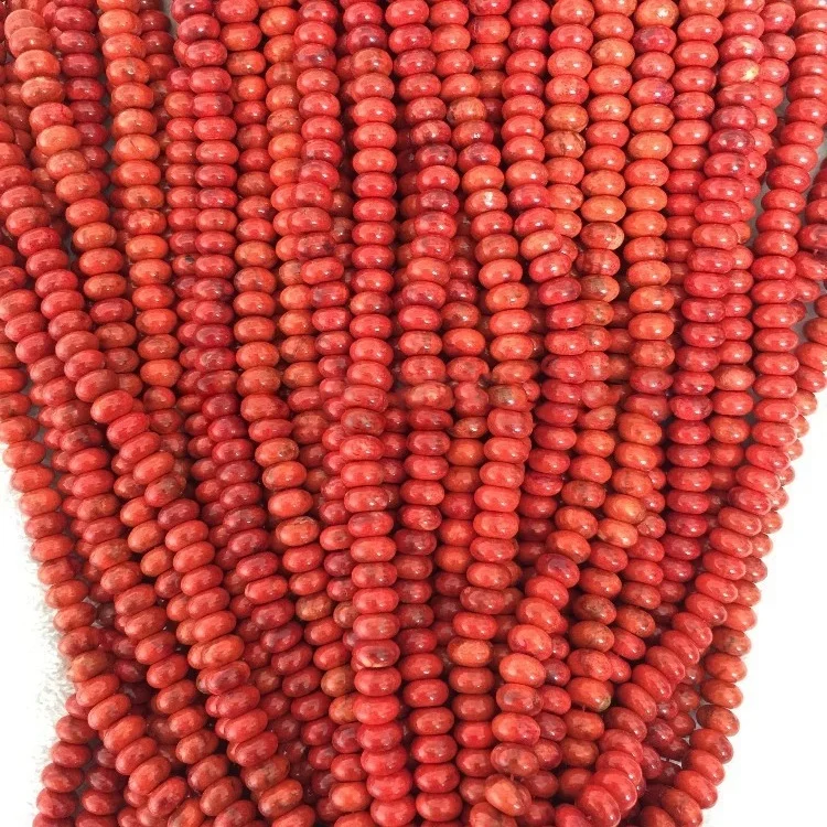 Бусины с яблочным кораллом Рондель