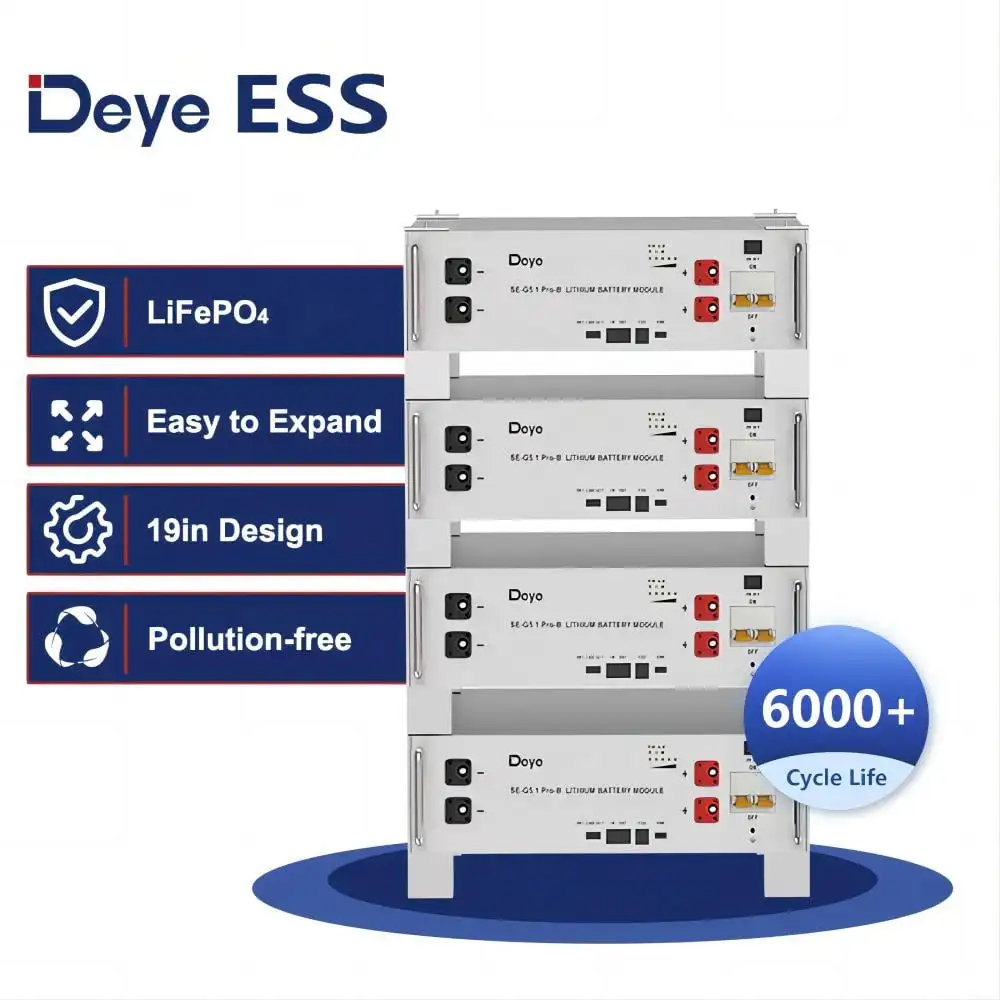ЕС склад Deye Se-G5.1 Pro-B EU в наличии 3U 51.2V100Ah система хранения энергии Lifepo4 батарея литиевая