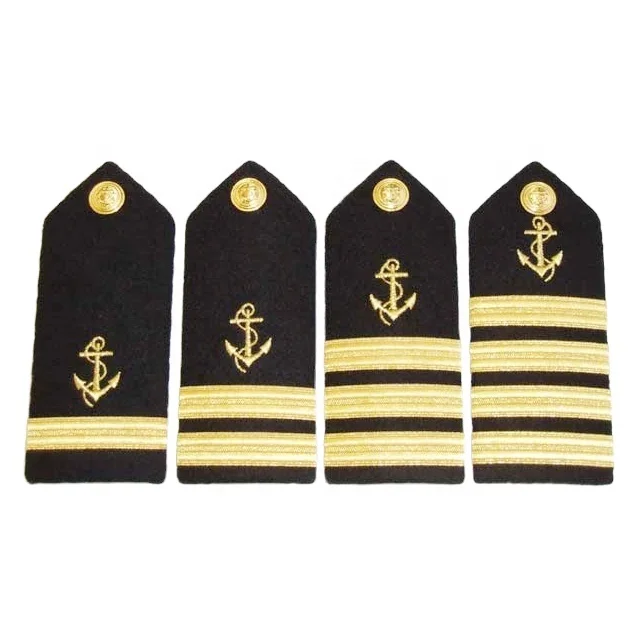 OEM Engineer Shoulder Boards Epaulettes Anchor or Propeller Gold on Black Cloth