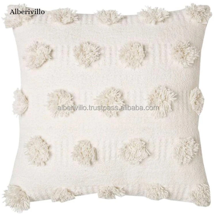 Indian Bohemian Cushion Covers for Outdoor Fringe Pattern Floor Cushions Moroccan 100% Cotton Pillow Case