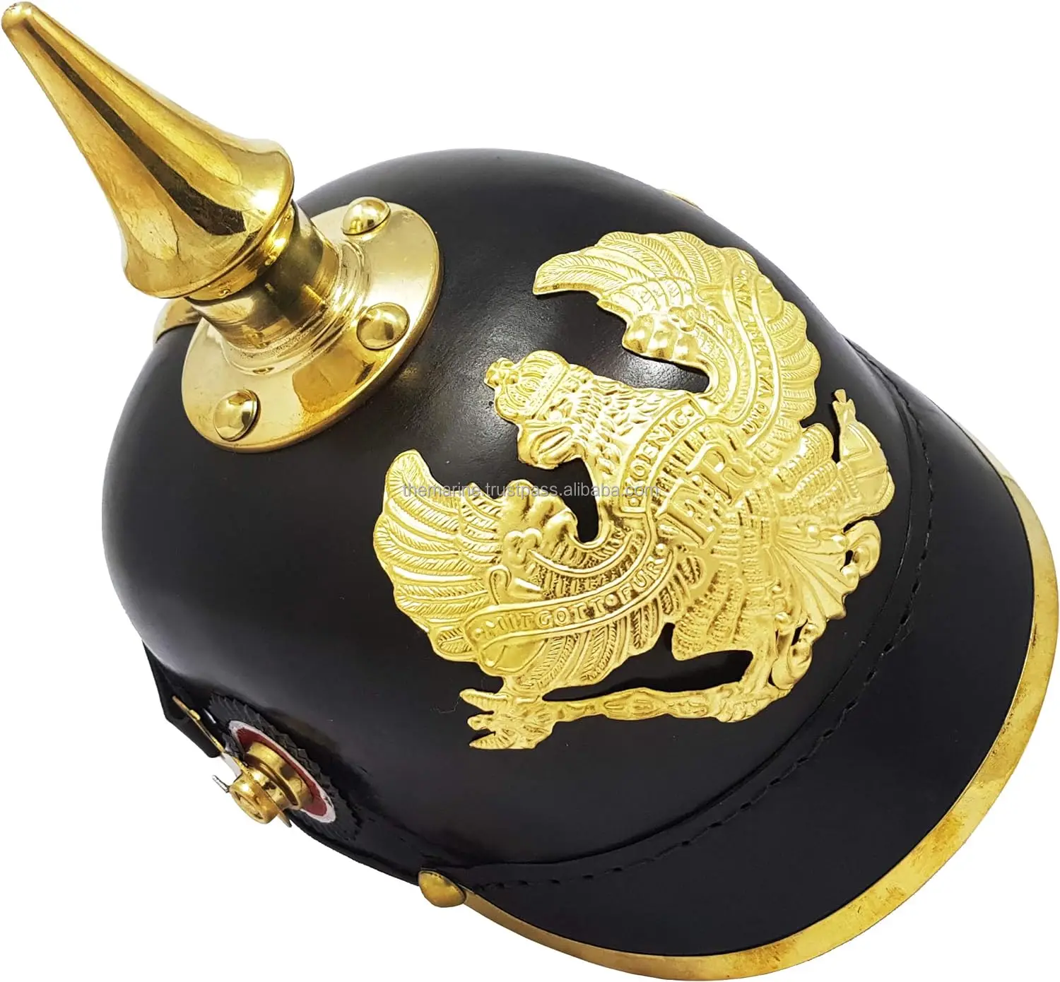 Medieval Leather German Pickelhaube Helmet WW-I&II Prussian Helmet Halloween Costume For Adults .