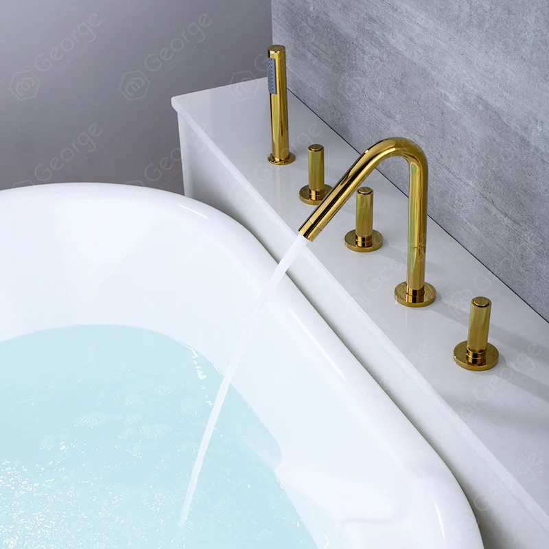 Golden brass bathtub faucet hot and cold water bathroom mixer