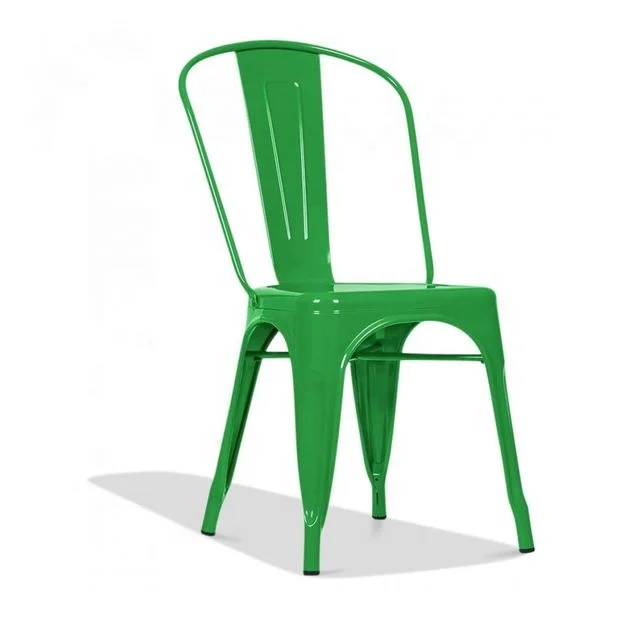 Vintage Industrial Bistro Cafe Stackable Metal Chair French Style Hotel Dining Chair Restaurant Metal Iron Chair in Green Finish