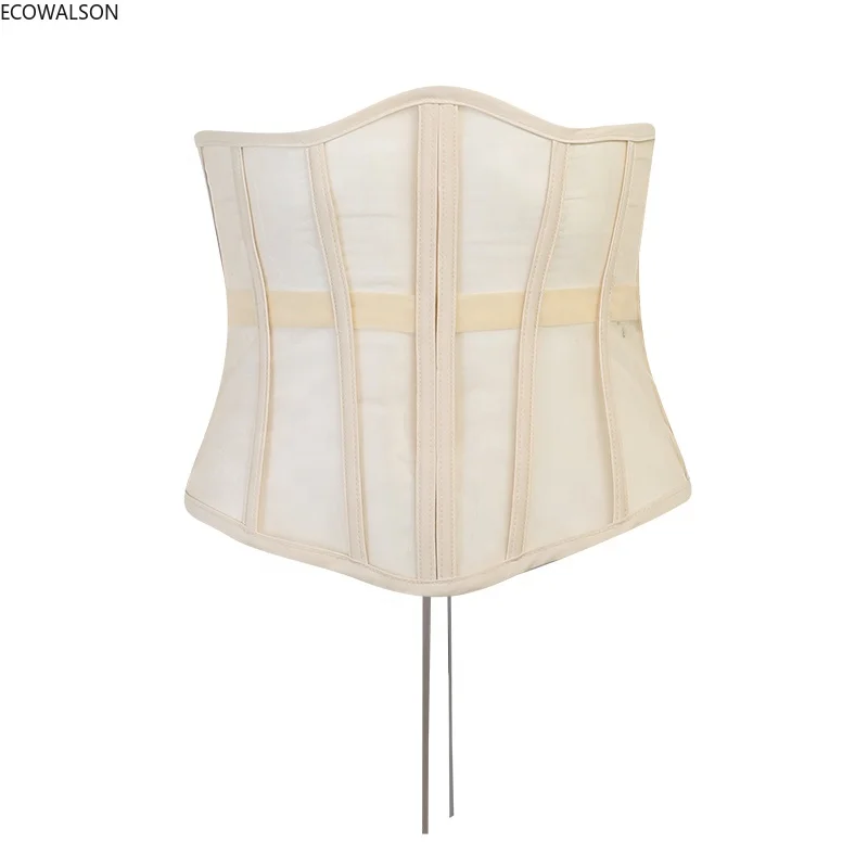 ecowalson Women Waist Trainer Cincher Girdles Sexy Black Mesh Corset Gothic Slim Body Belts Streetwear Transparent Corset