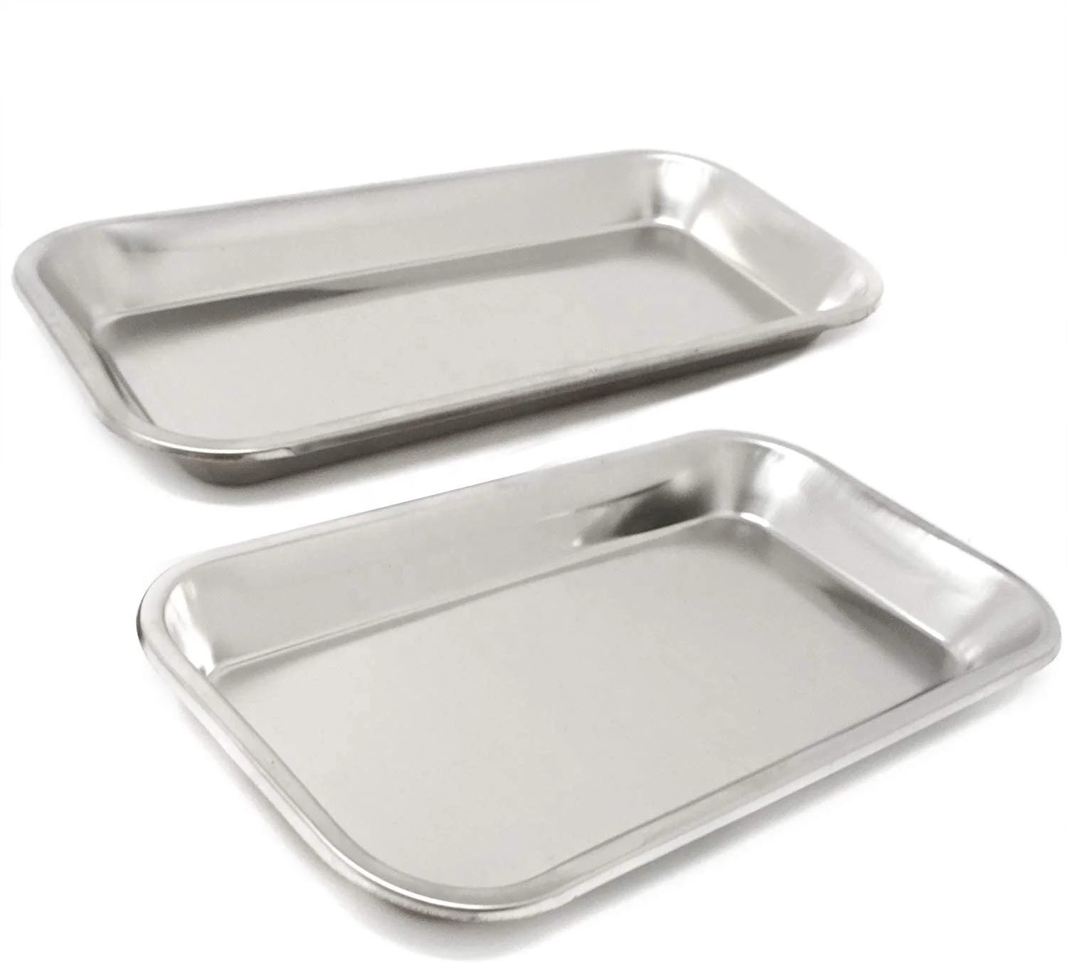 Медицинские лотки из нержавеющей стали, стоматологические лотки, хирургические лотки (2 шт. в упаковке)