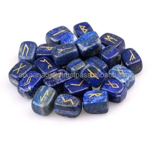 Wholesale Black Rune stones Set rock shine polished chakra crystals healing for healing