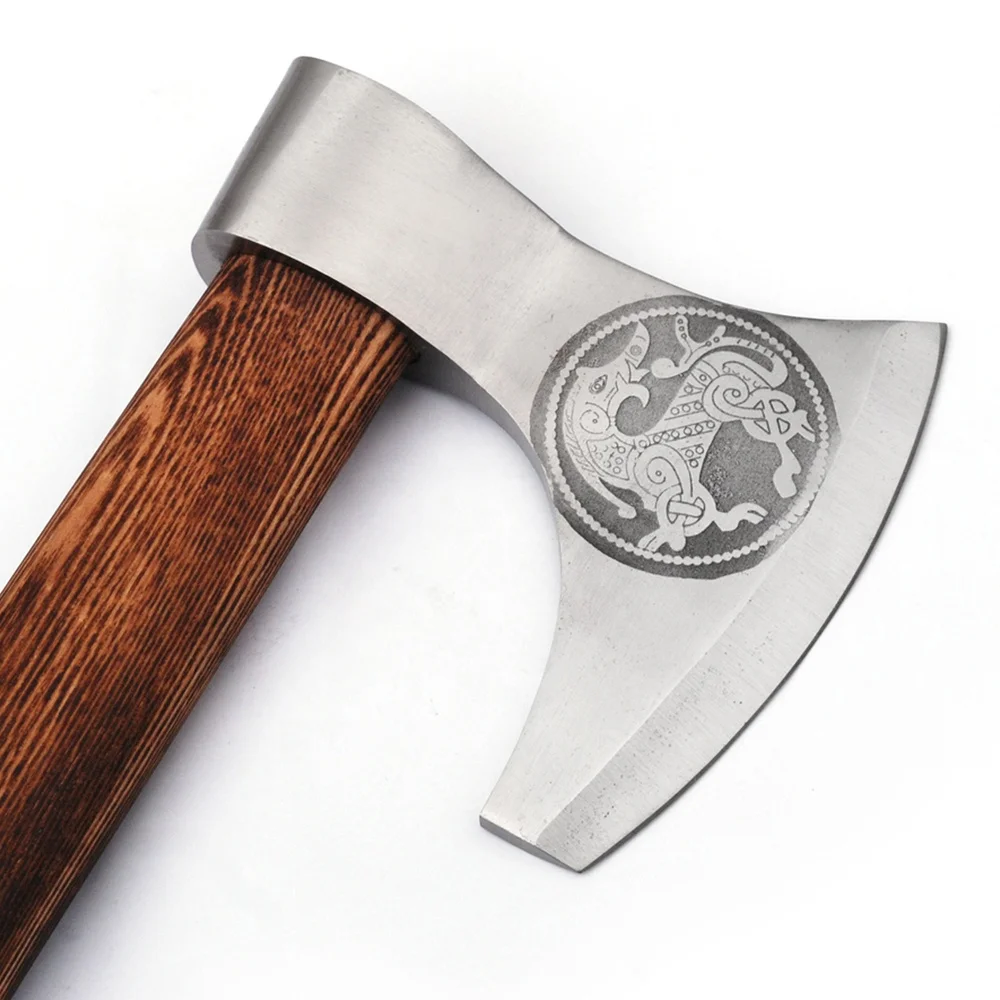 High Quality Stainless Steel 440c Blade Wood Handle Hatchet Axe Outdoor  Hand Forged Camping  Axe With Protected Cover