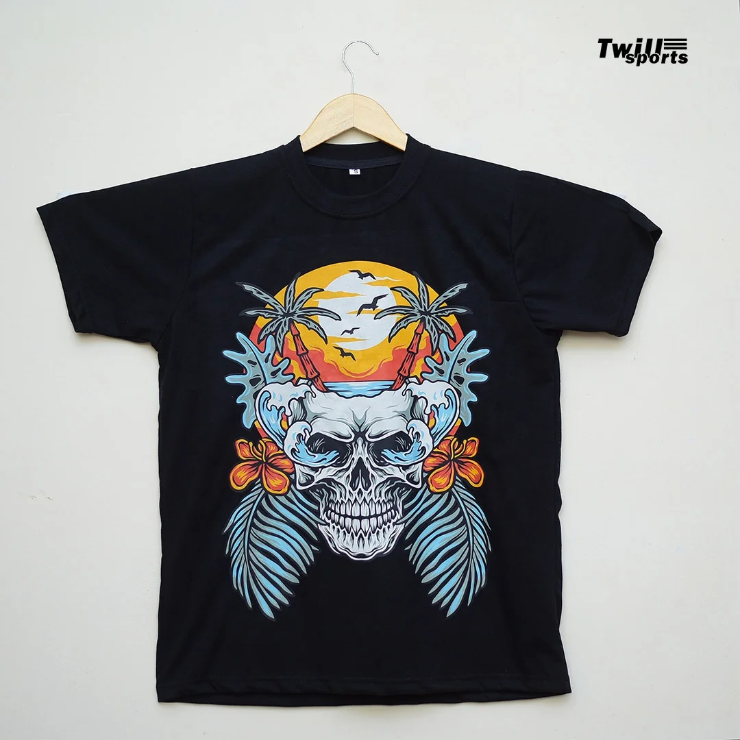 Hot Sale summer ne design skull big logo on front t shirt for men high quality 100% cotton t shirt