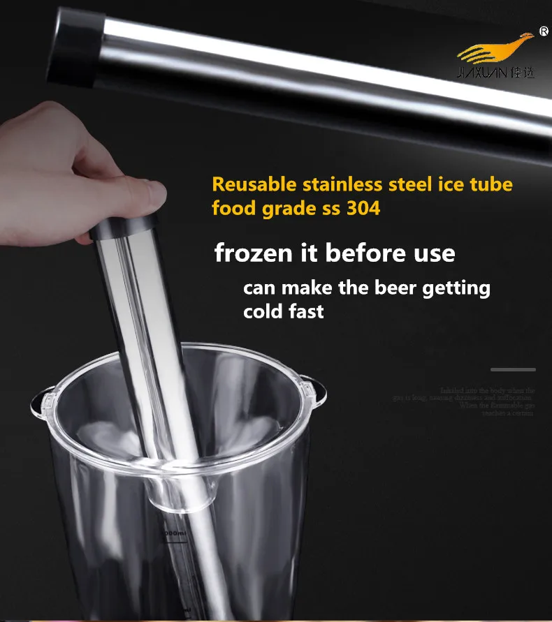 For bars  3,5 liter stainless steel ice tube wooden hot canned cold drink beer beverage tower dispenser