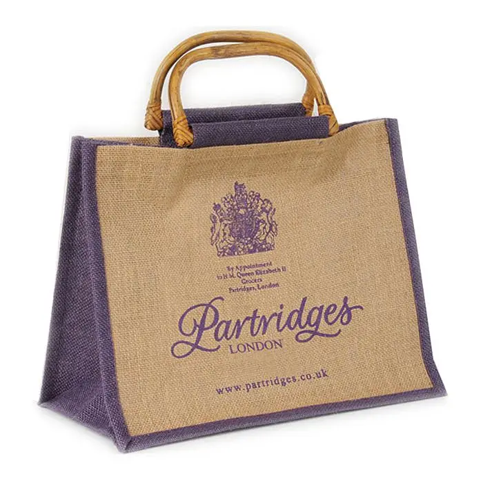 Wholesale Cheap Price Juco Grocery Shopping Bags With Cotton Web Handle Fine Quality Custom Printed Market Shopping Juco Bag