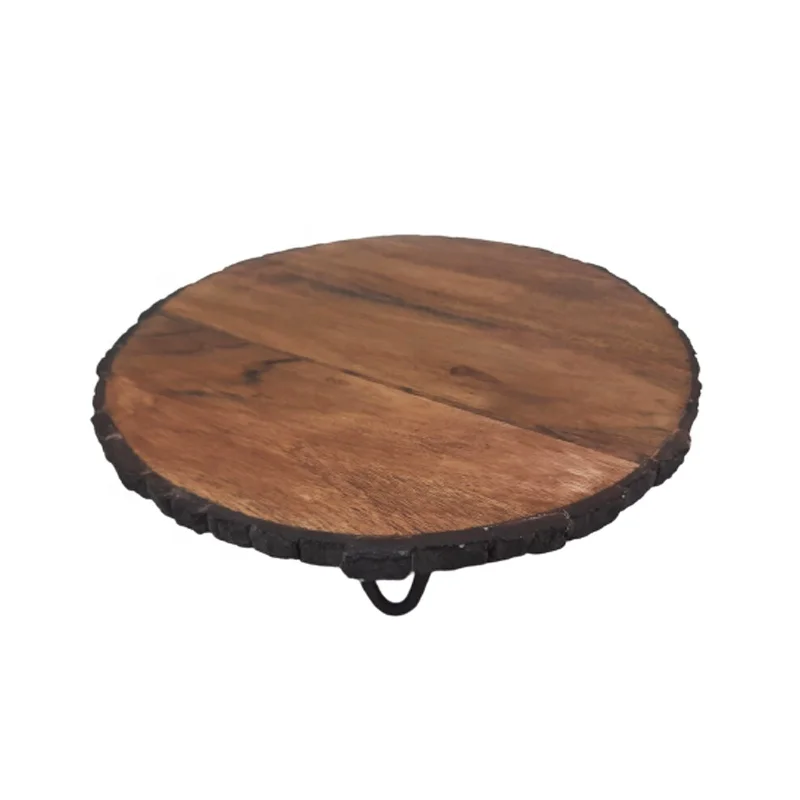 Оптовая продажа оптовая круглая подставка для торта из дерева и мозаики высшего качества с фиксированным основанием естественный цвет свадебного центрального зала ручная работа