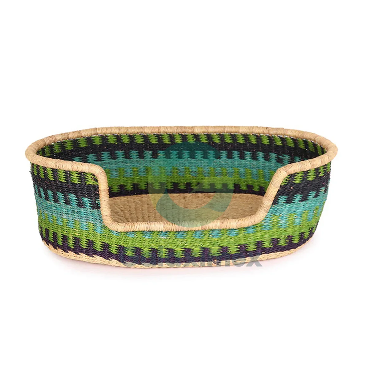 Woven Seagrass Dog Bed w/ Cream Polyester Cushion by Galaxy Handicraft manufacturer