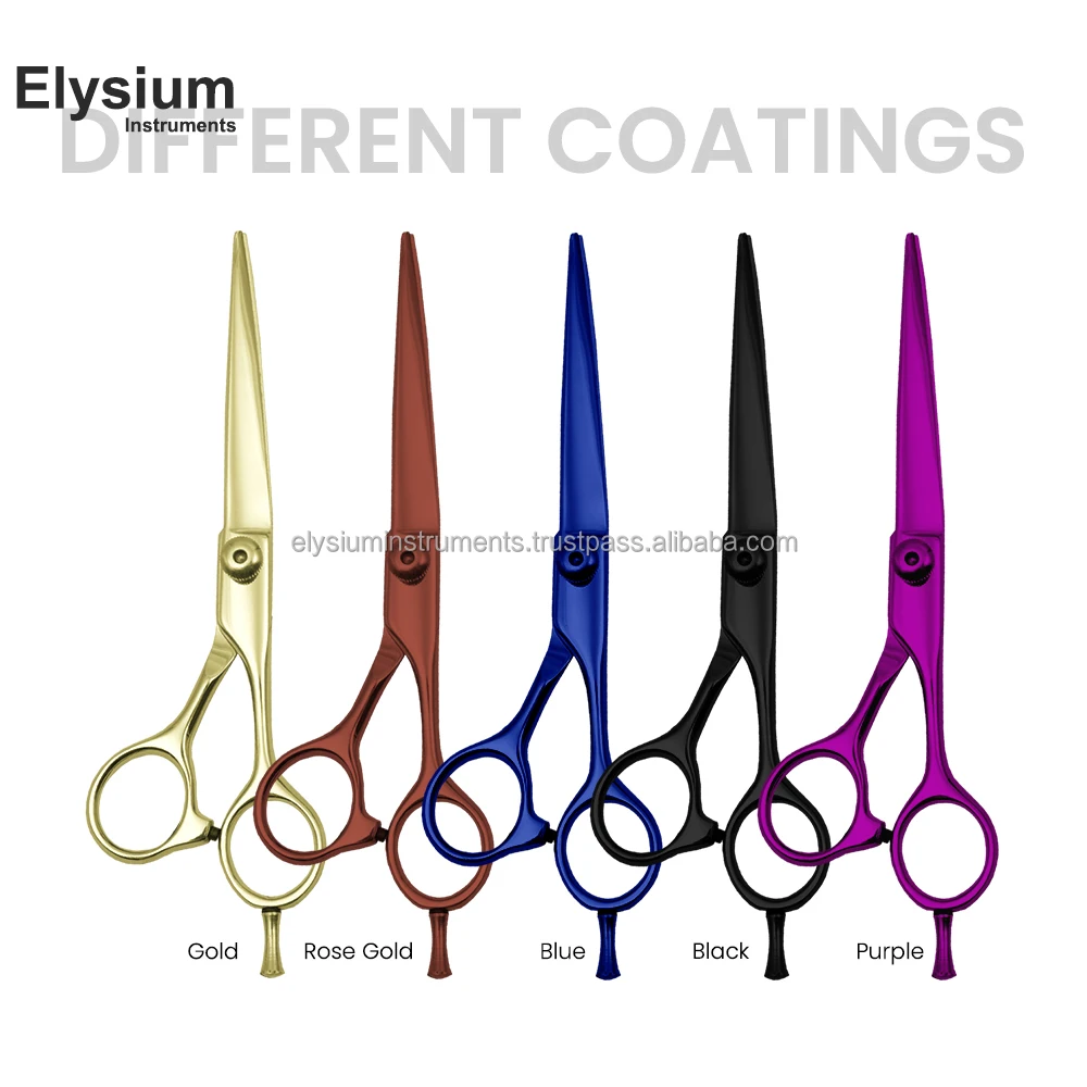 Rose Gold Accent Stainless Steel Hair Cutting Shears, Hairdressing Salon Professional Barber Scissor OEM with Custom Logo