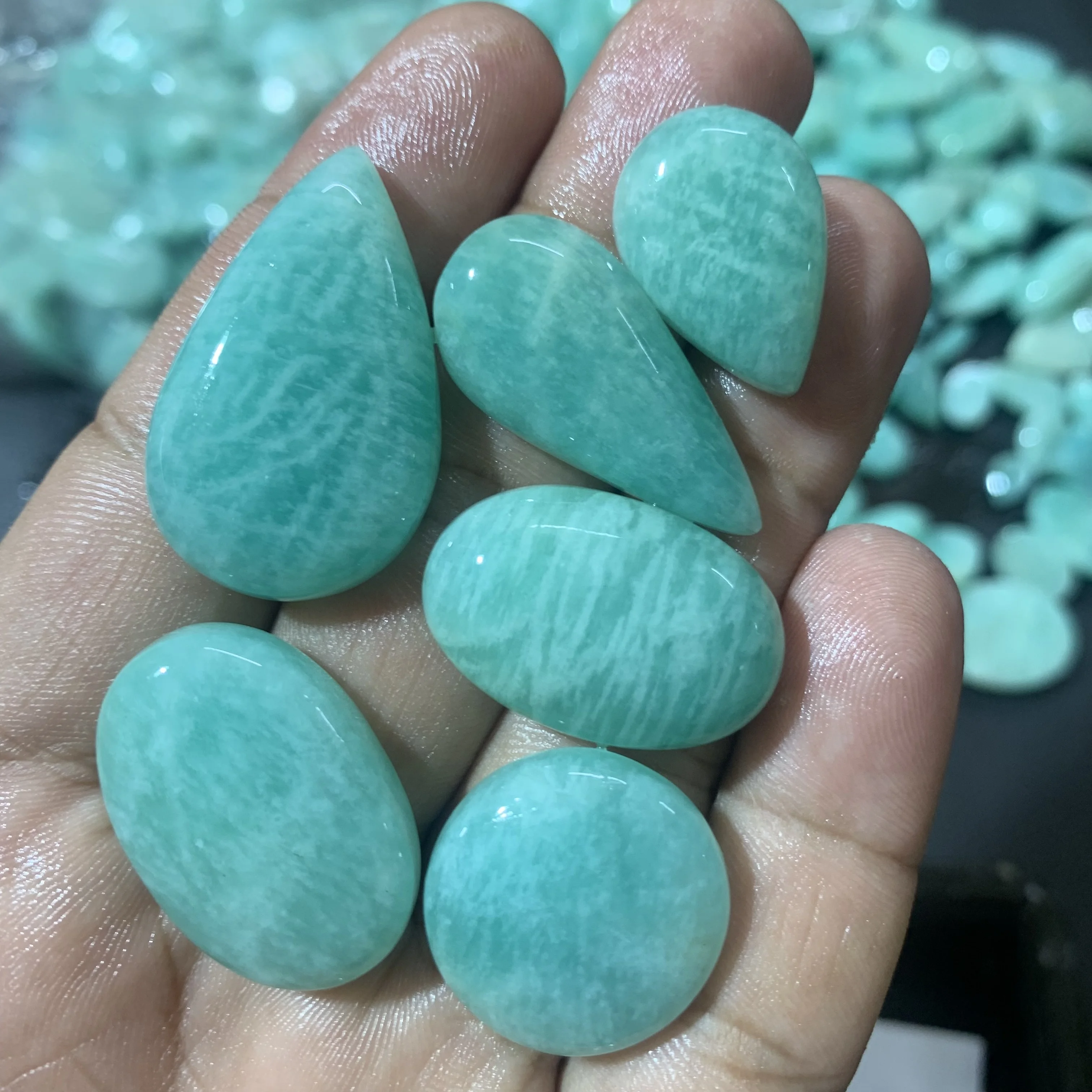 Amazonite Natural Stones Whole sale price  Cabochon Amazonite Loose Gemstone Semi Precious Polish Stone Amazonite