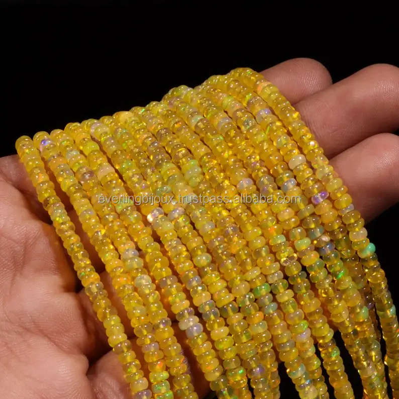 Yellow Ethiopian Opal Beads Rondelle Smooth making Beads Handmade Bulk Product beads for bracelet making