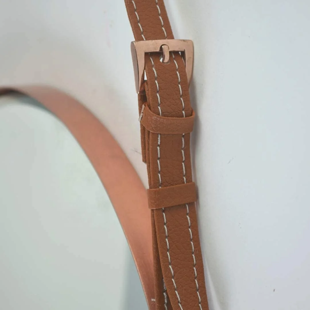 Pleasant Wall Hanging Mirror With Adjustable Strap Premium Pure Metal Round Mirror For Your Bedroom 51*51 CM