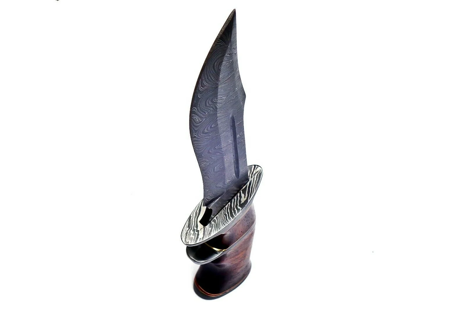 Handmade Custom Forged Damascus Steel Bowie Knife Multi-Use Fixed Blade with Wood Handle for Hunting OEM Support
