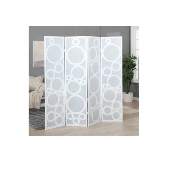 Vietnam Pine Wood Frame Movable Folding Screen Room Divider Nonwoven