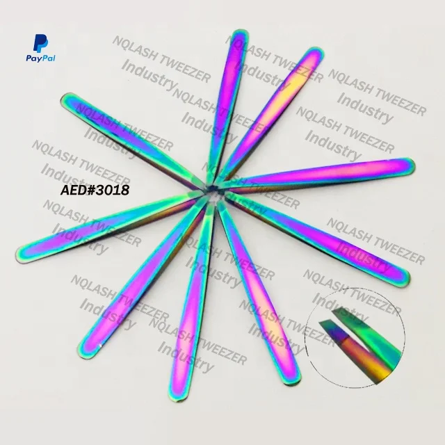 Professional Rainbow Color  Eyebrow Tweezers / Lash Flat Tip Beauty Brow Tweezers   Stainless Steel Custom Logo