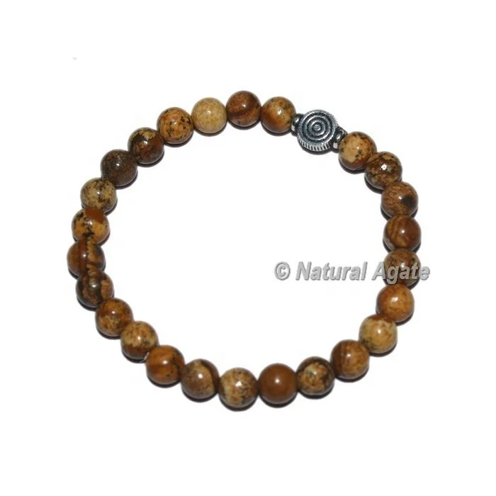 2024 most trending Natural Gemstone Picture Jasper with Reiki Healing Gemstone Bracelets