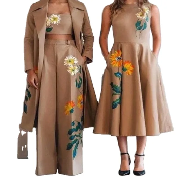 Custom Summer Fashion Casual Lantern Elegant Boho women Dresses Loose Chiffon Floral Printed Bohemian Beach Maxi Dress