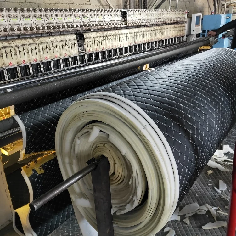 Quilted Foam Fabric Faux Leather Thick Sponge Backing Faux Leather Diamond Fluted Car Seating Vehicle Upholstery Fabric