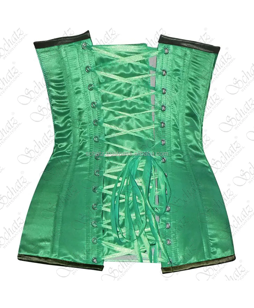 Top Seller 2024 Overbust Steel Boned Two Tone Satin Corset With Gathered Fabric Top Design Fashion Wear Satin Corset Vendors