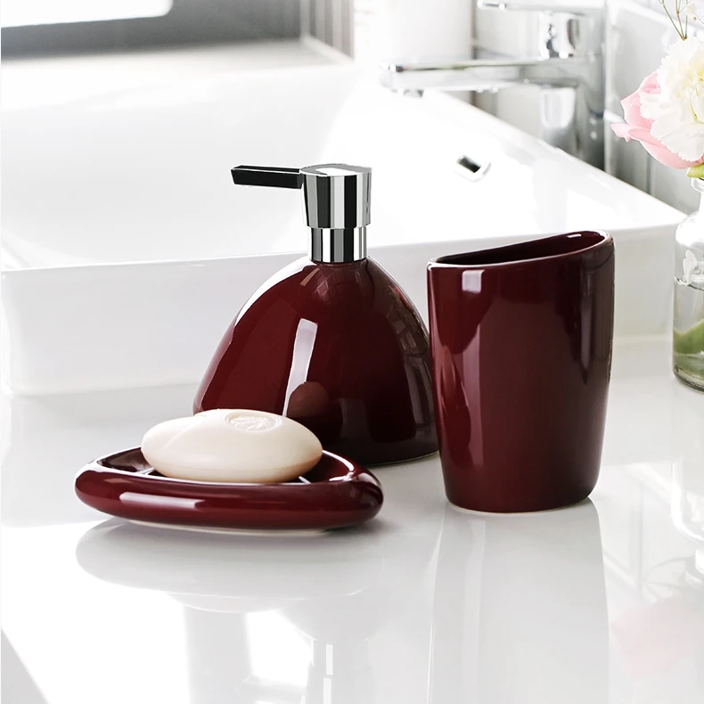 Badezimmer-Sets Accessoire Salle De Bain Hotel Bathroom Decor Ceramic Toothbrush Holder Cup Soap Dish Dispenser Bathroom Sets