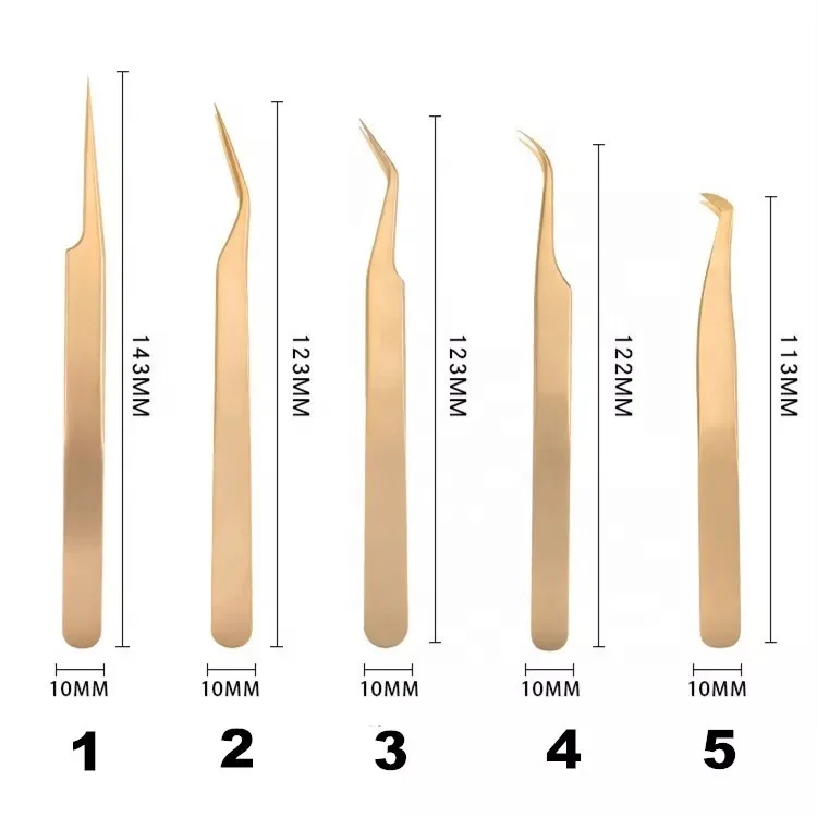 Custom Stainless Steel Eyelash Extension Tweezers with logo Straight Slant Curved Volume Lash Tweezer Set Private Label
